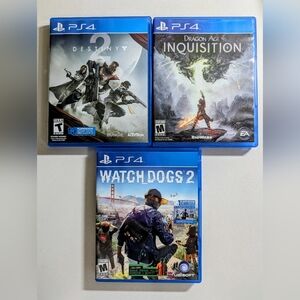 PlayStation 4 Game Bundle - Destiny 2, Dragon Age: Inquisition, Watch Dogs 2